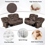 HAOMARKETS 2-Piece Recliner Sofa Couch Set, Include Single Power Electric Recliner Chair with Massage& Heat and 3-Seater Manual Reclining Sofa for Living Room Bedroom, Brown HAOMARKETS