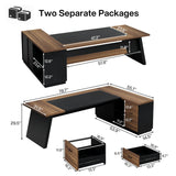 Tribesigns 78" L-Shaped Executive Office Desk, Large Modern Computer Desk with Drawers and Lateral File Cabinet, Business Furniture with Storage Shelves (Light Walnut + Black) Tribesigns