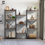 CAPHAUS Triple Column 4 Tier Bookshelf, Industrial Triple Bookcase with 11 Open Display Shelves, Adjustable Wide Shelf for Living Room, Bedroom, Home and Office, White CAPHAUS