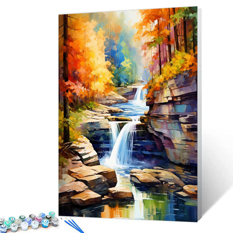 Tucocoo Sandstone Paint by Numbers Kits 16x20 inch Canvas DIY Oil Painting for Adults with Brushes and Acrylic Pigment, New River Falls National Park Landscape Pictures for Home Decor (Without Frame) Tucocoo