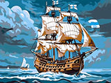 Paint by Numbers for Kids & Adults Landscape, DIY Oil Painting Sailing Ship Fishing Boat Ocean Pirate Sail Sea Acrylic Paint by Number Kits for Kids & Adults Beginner for Home Wall Decor 16x20 inch Diymood
