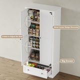 Furnihold 71" Tall Kitchen Pantry with Louver Doors, Wooden Food Pantry Storage Cabinet, Cupboard Buffet Cabinet for Kitchen Dining Living Room Furnihold