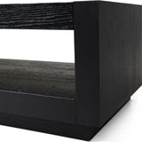 Maven Lane Artemis Large 2 Tier Contemporary Rectangle Wooden Center Coffee Table with Shelf Storage for Living Room in Refined Black Finish Maven Lane