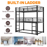 Bunk Beds, Metal Bunk Bed, Triple Bunk Bed for Kids,Teens, Adults, Girls, Boys, Detachable BunkBed Can Be Divided into 3 Twin Beds,No Box Spring Need (Black) Anwick