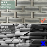 Aukreolis 12 Pieces Patio Furniture Set, Outdoor Sectional Wicker Sofa with Thickened Cushions and Coffee Table, High Back Rattan Patio Conversation Sets for Garden Backyard, Grey Aukreolis