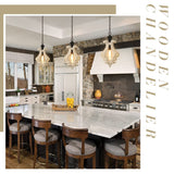 ANQIANYUE Farmhouse Wood Pendant Light, Distressed Rustic White Chandelier, 12.4" Vintage Pendant Lighting Fixture for Kitchen Island Dining Room Foyer Hallway Entryway Living Room; Adjustable ANQIANYUE