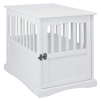 Casual Home Wooden Pet Crate, End Table, Medium, New White - WoodArtSupply