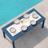 Patio Kingdom 9-Piece Outdoor Dining Set for 8, 75.2" HDPE Table with Umbrella Hole & 8 Chairs, All-Weather Patio Furniture for Lawn, Yard, Deck, or Poolside, Fade & Crack Resistant (Navy Blue) Patio Kingdom