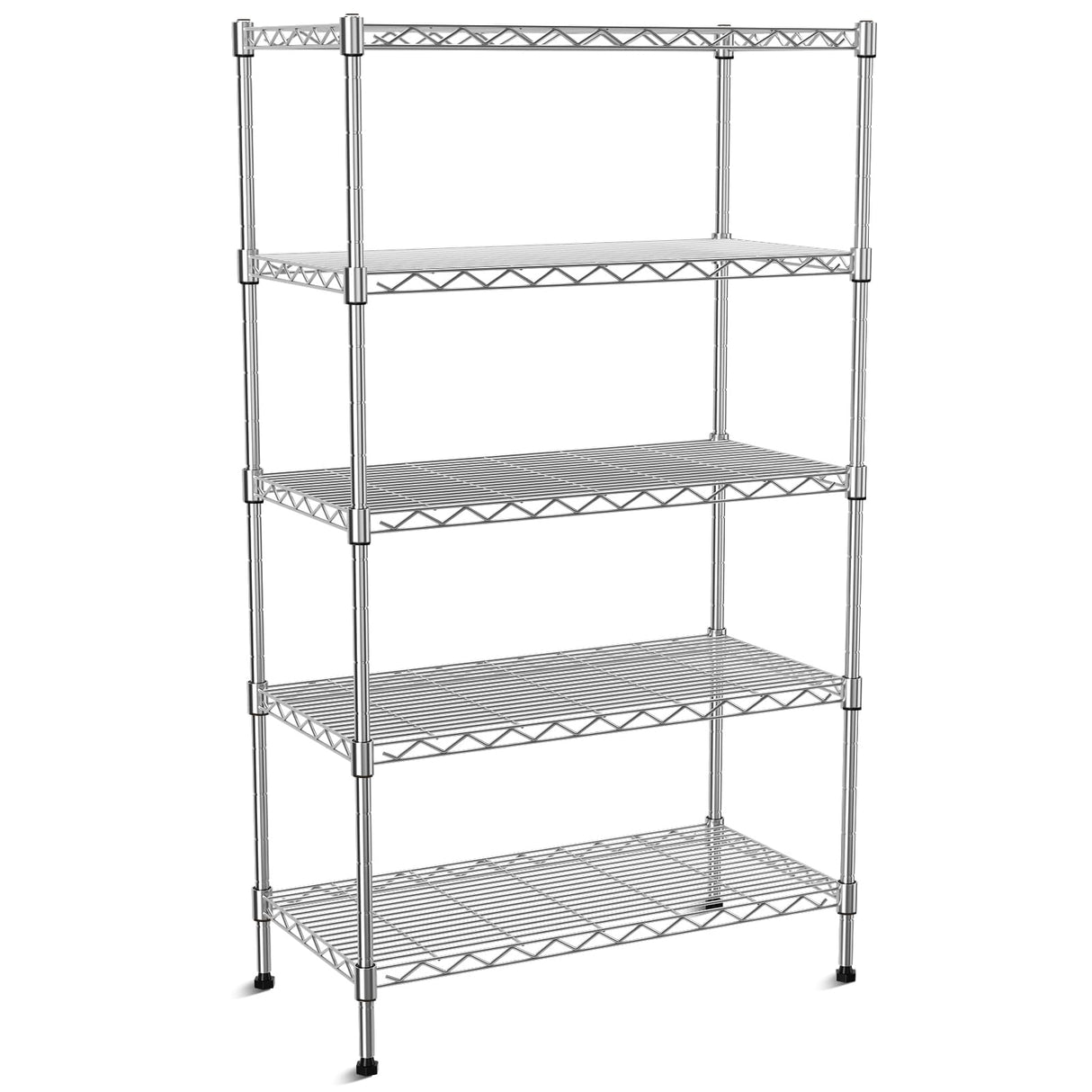 VANZBON 5-Tier Heavy Duty Metal Shelf,Chrome Wire Shelving Unit 35" Wx18 Dx71 H,Height Adjustable Storage Wire Shelves with Lockable Wheels for Garage,Kitchen,Office,Bathroom,Studio VANZBON