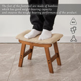 Foot Stool,Ottoman and Footstool,Small Sofa Foot Rest,Bamboo Foot Stool Under Desk,Extra Seating for Living Room, Bedroom and Kitchen (Brown Stool Legs - Beige Surface) Kitsanery