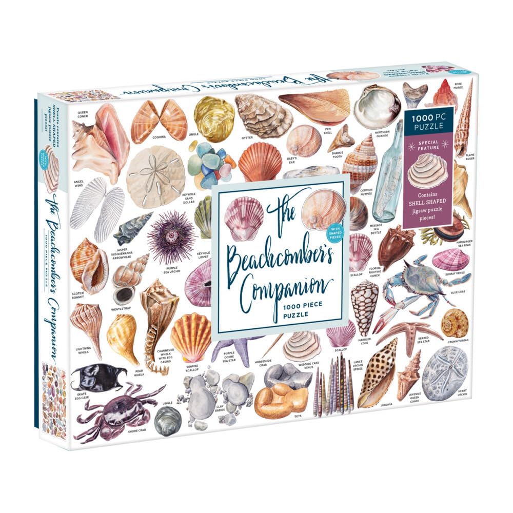 Galison Beachcombers Companion 1000 Piece Jigsaw Puzzle for Adults, Beach Puzzle with Colorful Ocean Scenery Galison