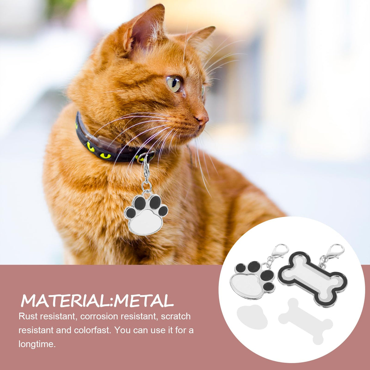 LOGOFUN 4Pcs Sublimation Blank Dog Tag Bone Paw Shaped Pet Tags Blank Name Tag Craft Pet Supplies (Black) LOGOFUN