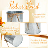 Scawim High Farmhouse Vase Decor, 4.55 X 4 Inch Rustic Flower Vase with Twine Bow Bulk 12PCS Tin Metal Buckets for Artificial Flowers Table Centerpiece Wedding Engagement Home(Iron) Scawim