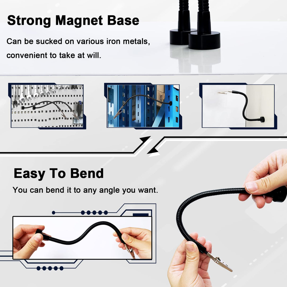 2 Pack Magnetic Helping Hands Soldering,Flexible Gooseneck Metal Arms for Automobile Electronics Soldering jewelry, Painting Art Crafts Hobby with Adjustable Alligator Clips Beclumas