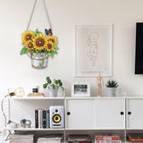 RICUVED Hanging Diamond Art Painting Kit Sunflower, Special Shaped Crystal Gem Craft Bucket Flowers Diamond Painting Pendant Kit for Adults, DIY Hanging Diamond Art Ornament Kit for Home Garden Decor RICUVED