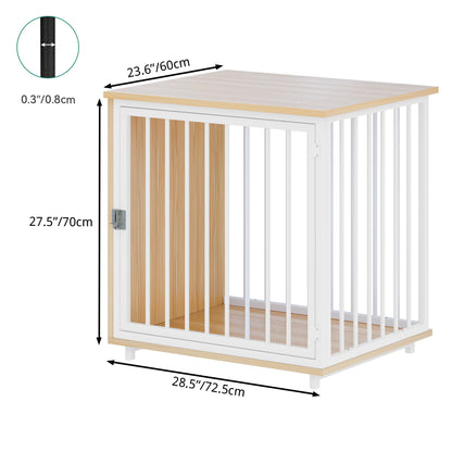 YITAHOME Medium Dog Crate Furniture, 28.5" Wooden Dog Kennel End Table with Metal Mesh, Indoor Dog House Dog Cage for Medium Small Dogs, Walnut Color