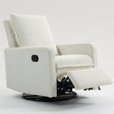LITVZ Manual Swivel Rocking Recliner for Adults, Small Plush Wall Hugger Reclining RV Chair, 270° Glider Swivel Recliner Chair with Foot Rest for Nursery, Living Room and Small Places (White) LITVZ