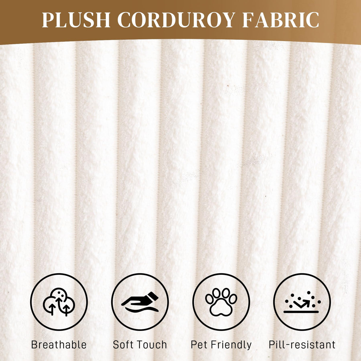 HYJT-H&K Modular Sectional Sofa Cloud Sectional Couch, 107" Comfy Fluffy L Shaped White Couches for Living Room, Deep Seat Memory Foam Plush Corduroy Boneless Couch Sectionals Left Facing Chaise Sofa HYJT-H&K