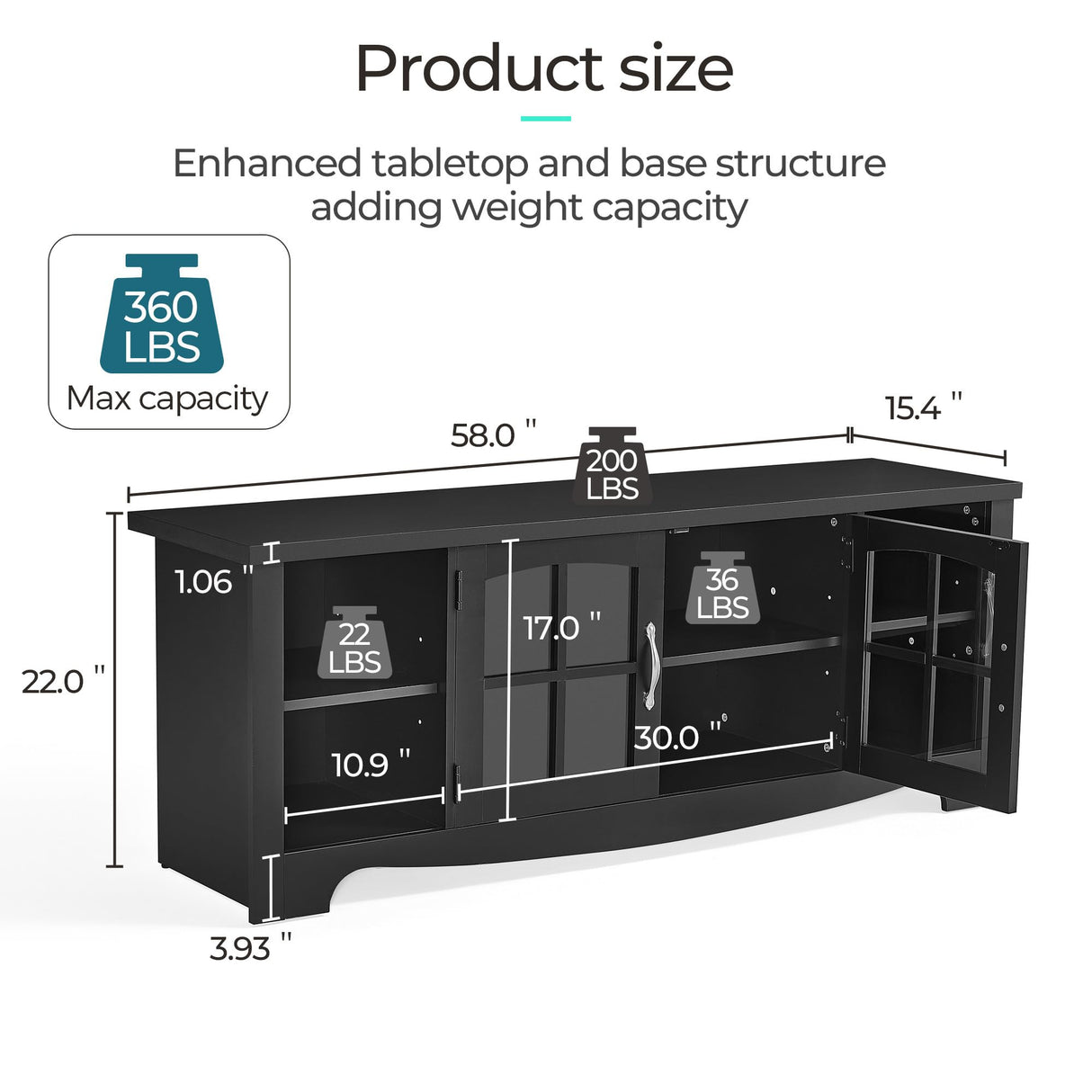 LINSY HOME Farmhouse TV Stand for 65 Inch TV, Wood Entertainment Center with Glass Door Storage Cabinet & Adjustable Shelves, Sturdy TV Console Table for Living Room Bedroom, Black LINSY HOME