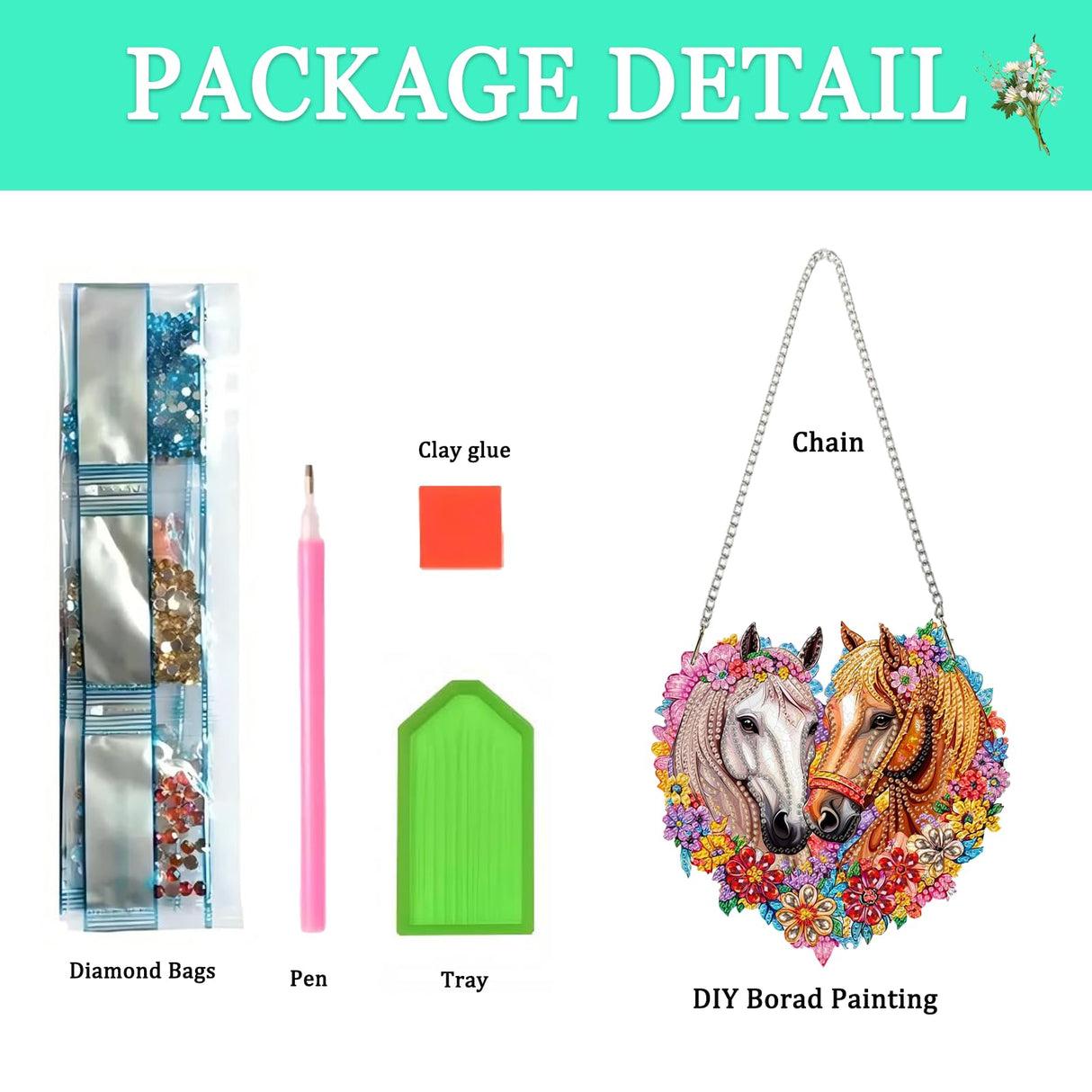 Auremi Horse Diamond Painting Pendant Kits,5D Animal Diamond Art Hanging Kits,DIY Special Shaped Diamonds Painting Suncatcher Pendant Kit for Adults for Gift Wall Home Decor Auremi