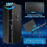 Large Rifle Safe, 30 Gun Safe for Rifle and Shotgun/Rifle Pistol Rack/Storage Pocket/Removable Shelf/Silent Mode/External Battery/Key/LED,180° Open Door Panel Organizer Unassembled Gun Safe TTSITG