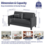 STHOUYN Comfy Loveseat Sofa Small Grey Couch, Small Love Seat Bedroom, Mid Century Modern Couches Living Room Dorm Office, 2 Seater Couch Deep Seat Sofas, 57”W (Dark Grey (Loveseat)) STHOUYN