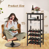 IBUYKE Wine Racks Freestanding Floor,Liquor Bottle Holder,16 Bottles Wine Cabinet with Glass Holder,Wine Holder Display,Mini Wine Bar Table for Living Room,Kitchen Pantry,Dining Room,Black UTMJ907B IBUYKE