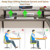 Mexin Two Person Desk-83.7 Inch Double Computer Desk with Monitor Stand and Power Outlets, Office Desk with Storage Shelves, Long Workstation Desk for Home Office, Gray Oak Mexin