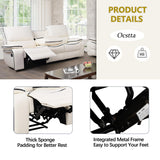 Ocstta Leather Recliner Sofa Set, Leather Couch Set for Living Room, Living Room Furniture Set with Storage Console & Cup Holder for Living Room/Office (Recliner Couch Set) Creamy White Ocstta