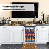Advanics 20IN Beverage Refrigerator with Glass Door-120 Can Built in Under Counter Fridge & Freestanding,Ideal for Soda,Beer Drink Cooler Advanics