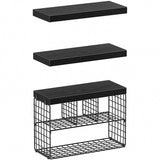 KLUVIS Bathroom Floating Shelves for Wall - Shelf Over Toilet Storage Small Farmhouse Decor Shelves (15.7 inch, Set of 3, Black) KLUVIS