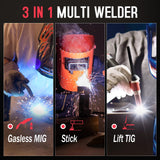 ACEWELDER 140A Gasless Flux Core MIG Welder/Lift TIG/Stick 3 in 1 Welding Machine 110V Portable IGBT Inverter Synergy Welder Machine Acewelder
