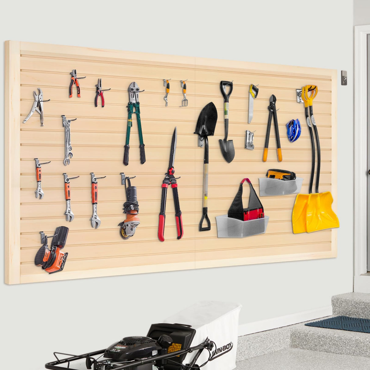 [8x4 Ft²] PVC Slat Wall Paneling, Adjustable Slatwall Panels with Coupling Structure, Slatted Wall Panel System with Customizable Storage Options, DIY Cutting & Easy-to-Install Slatwall Board Shelves QUEENLINK