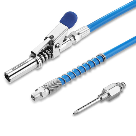 WORKPRO Grease Gun Coupler Set, Quick Release Grease Gun Coupler with Grease Gun Needle Tip and 12” Grease Gun Hose, 10000PSI Strong Lock onto Zerk Compatible with 1/8" NPT Fittings WORKPRO