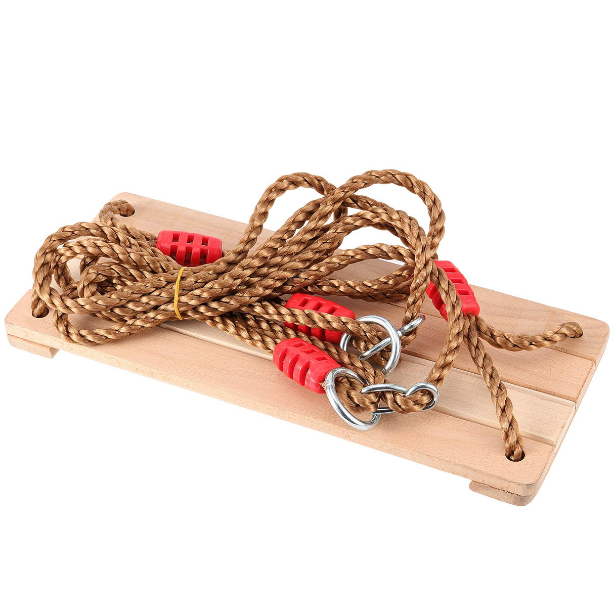 KOHAND 16 x 6 Wooden Swing, Hanging Tree Swing Seat with Adjustable Rope and Carabiner 330LBS Large Bearing Capacity for Home Backyard Garden Playing KOHAND