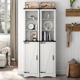 Hlivelood 68" Tall Farmhouse Bathroom Storage Cabinet, 5-Shelf Storage Cabinet with Barn Door&Adjustable Shelves, Linen Tower Cabinet with Storage for Bathroom, Kitchen, Living Room, Rustic White Hlivelood