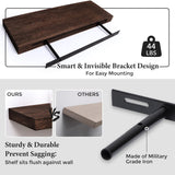 Axeman Floating Shelves, 2 Pack 8 Inch Deep Rustic Solid Wood Wall Shelves for Storage, Wall Mounted Display Shelving with Invisible Heavy-Duty Metal Bracket, 24" W x 8" D x 1.6" H, Rustic Brown Axeman