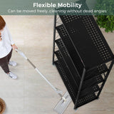 DEANIC 5 Tier Foldable Storage Shelves with Wheels, Large Capacity Shelving Unit, Freestanding Metal Wire Shelf Rack, No Assembly Organizer Rack for Garage Kitchen, Basement, Pantry(Black) DEANIC