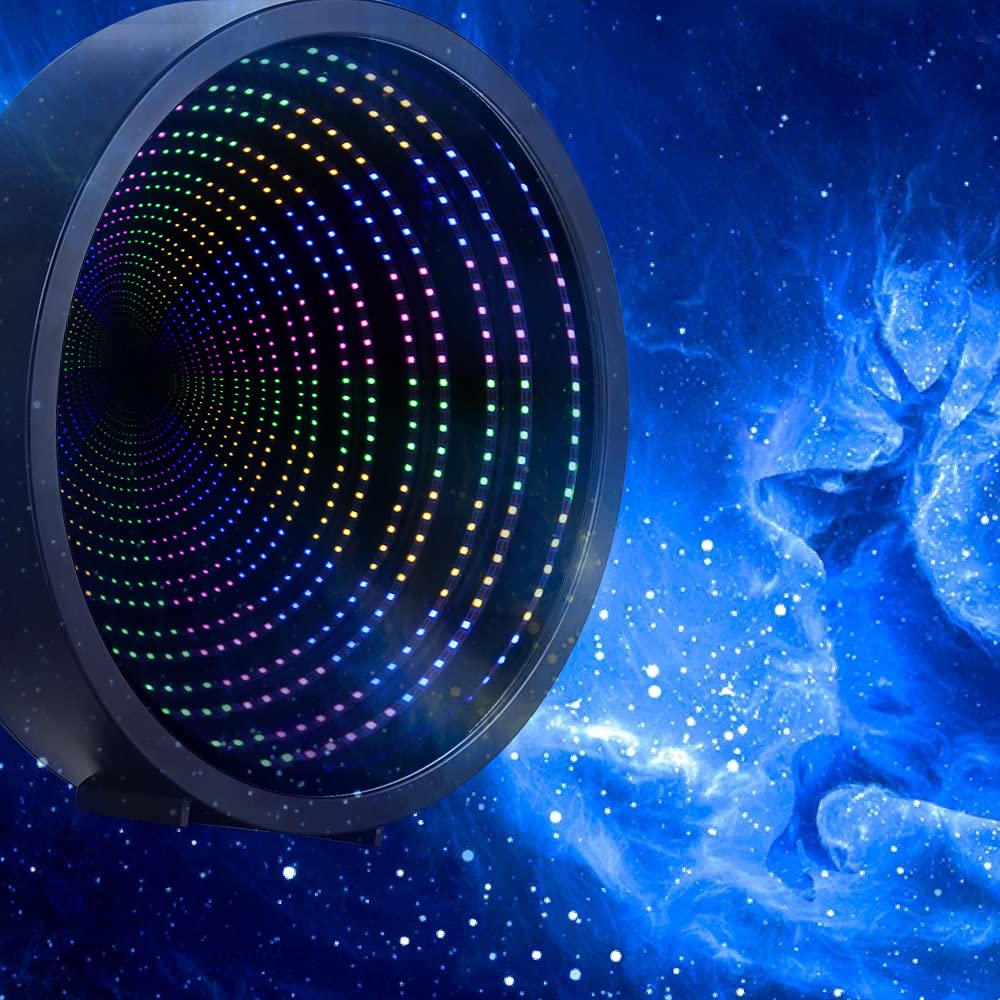 Chibuy LED Night Light 3D Mirror Wall Desktop Lamp Wedding Festival Party Decoration Sign Illusion Infinity Tunnel Mirror Light (Battery Powered) Chi-buy