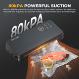 DEVINC Vacuum Sealer Machine, Compact Food Sealer with 10 Vaccum Bags & 1 Bag Roll, Multi-functional Food Vacuum Sealer for Food Storage, Dry & Moist Food Modes with Built-in Cutter, Black DEVINC