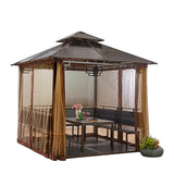 Gazebo Universal Replacement Mosquito Netting,10' x 12' Outdoor Canopy Net Screen 4-Panel Sidewall Curtain, with Zippers，Excluding Gazebo (Brown) Hisecome