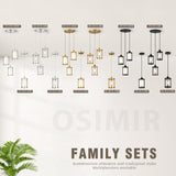 Osimir Farmhouse Pendant Light Fixtures, 1-Light Black Glass Pendant Lights for Kitchen Island, Industrial Rustic Mini Hanging Lighting with Rod, Wood Finish, Adjustable Length, OS-3014 Osimir