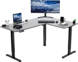 VIVO Electric Height Adjustable 63 x 47 inch Corner Stand Up Desk, Gray Table Top, Black Frame, L-Shaped Standing Workstation, 3CT Series, DESK-E3CTG-47 VIVO