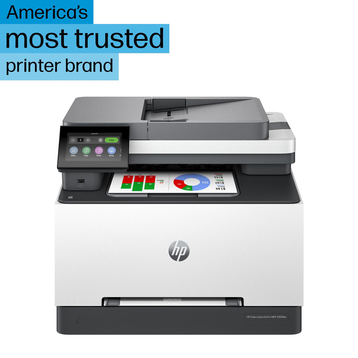HP Color Laserjet Pro MFP 3301fdw Wireless All-in-One Color Laser Printer, Office Printer, Scanner, Copier, Fax, ADF, Duplex, Best-for-Office (499Q5F) HP