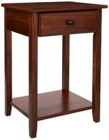 Casual Home Night Owl Nightstand with USB Ports-Warm Brown Casual Home
