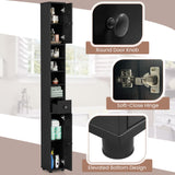 Tangkula Tall Slim Bathroom Storage Cabinet, 71" Freestanding Bathroom Cabinet w/ 2 Doors, 1 Drawer & 5 Adjustable Shelves, Floor Narrow Tower Cabinet for Small Spaces, 8" x 8" x 71" (Black) Tangkula