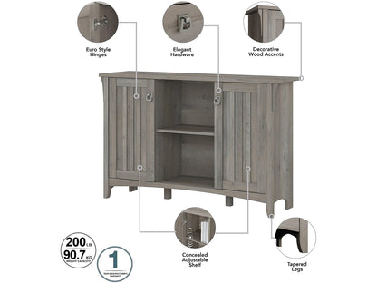 Bush Furniture Salinas Entryway Storage Set with Hall Tree, Shoe Bench and Accent Cabinet in Driftwood Gray