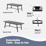 SUNSHINE VALLEY 9 Piece Patio Dining Set for 8, Rectangular Extendable Dining Table, 8 Metal Brown Chairs, Outdoor Table and Chairs Set for Lawn Backyard and Deck SUNSHINE VALLEY