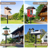 77 Inch Smart Bird Feeder Poles for Outdoors Heavy Duty with 5 Prong Base,Bird Feeder Stand for Outside, Adjustable Bird House Pole,Garden Stake,Weather Station Mounting Kits(Birdhouse not Included) ReTang