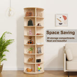 TOCRETOARE Rotating Shoe Rack Tower, 7-Tier Solid Pine Wood Spinning Shoe Display 360° Lazy Susan Shoe Rack, Revolving Shoe Stand, Shoe Rotating Organizer for Closet Shoes and Handbags TOCRETOARE